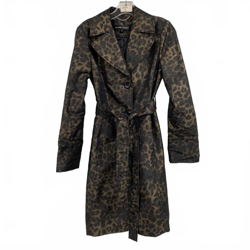 Ellen Tracy Brown Black Leopard Belted Jacket | Women’s XS Regular